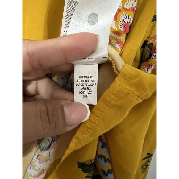 Old Navy Yellow Floral Shift Dress Tie Sleeves Round Neck Mini Size XXL - Picture 9 of 9